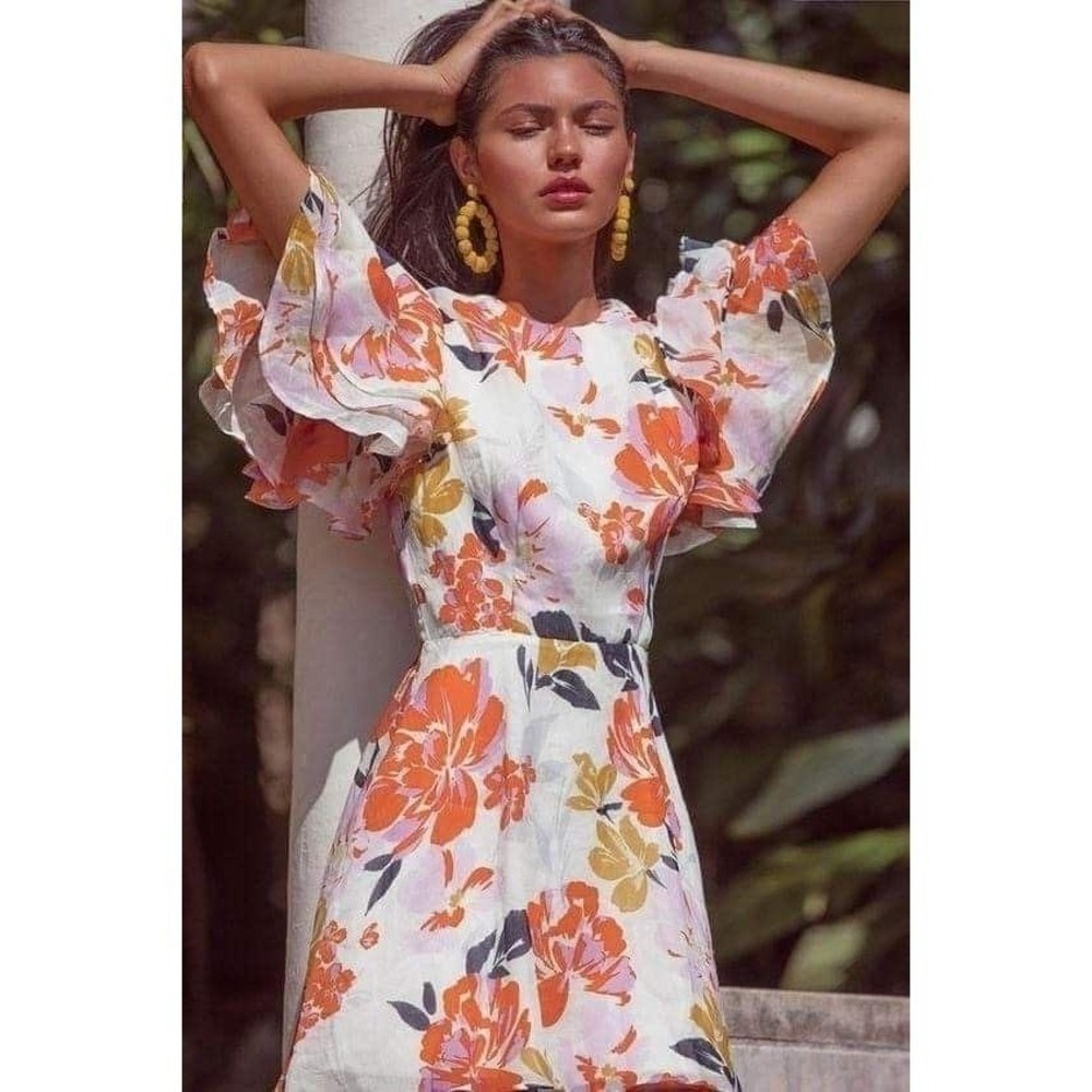 La Maison Talulah Cottagecore Dress Small Floral Resort Fairy Tiered Sleeve Mini